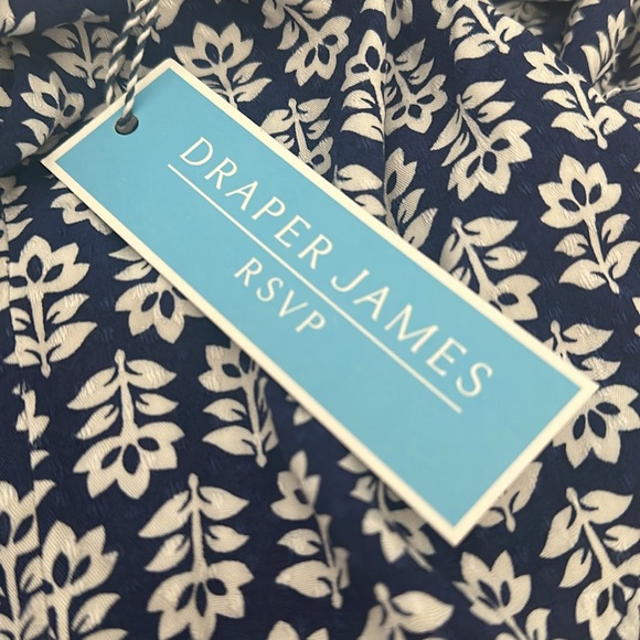 Draper James Navy & White Square Neck Flutter Sleeve Top - Picture 4 of 7